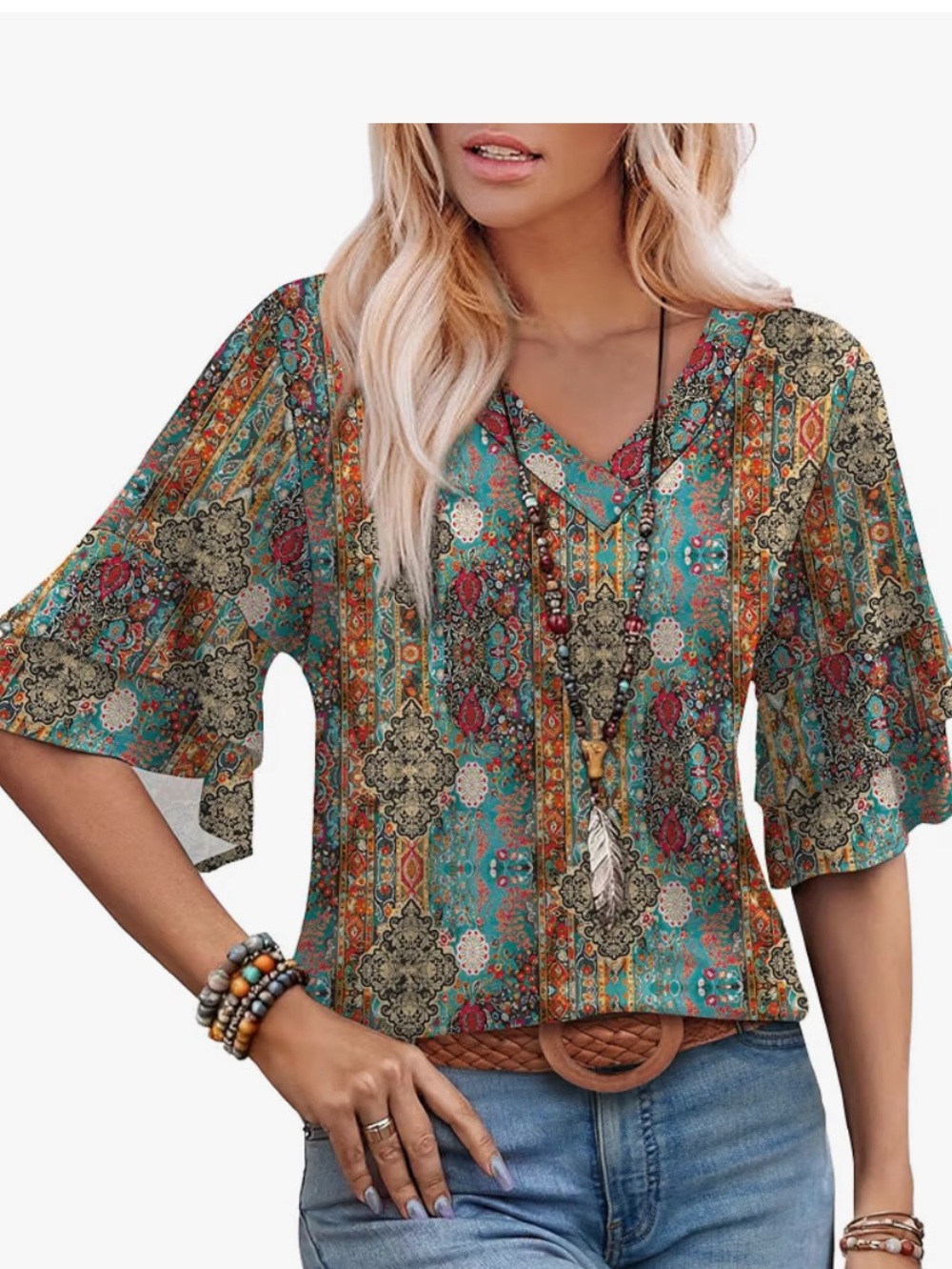 Ofeefan paisley boho top size small